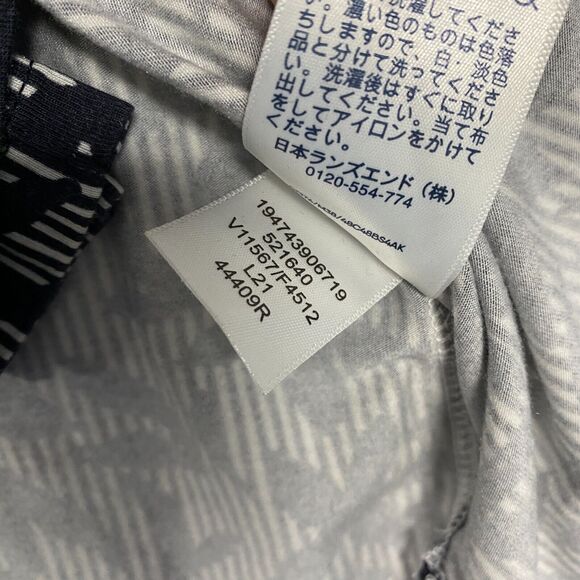 Lands End Shirt Womens Medium Polo Blue Floral Zip Short Sleeve Cotton - Picture 6 of 8